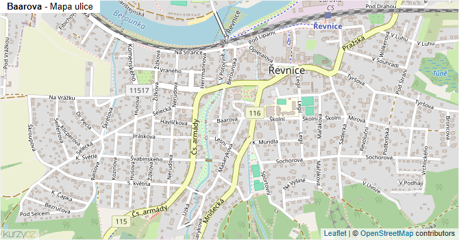 Baarova - mapa ulice