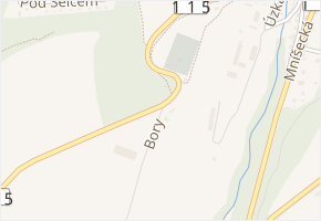 Bory v obci Řevnice - mapa ulice