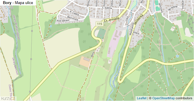 Bory - mapa ulice