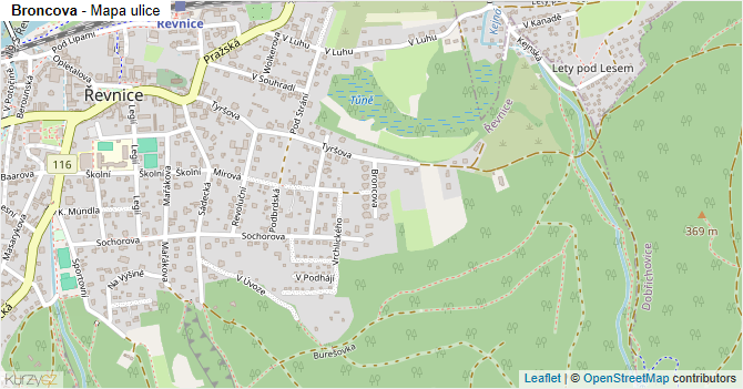 Broncova - mapa ulice