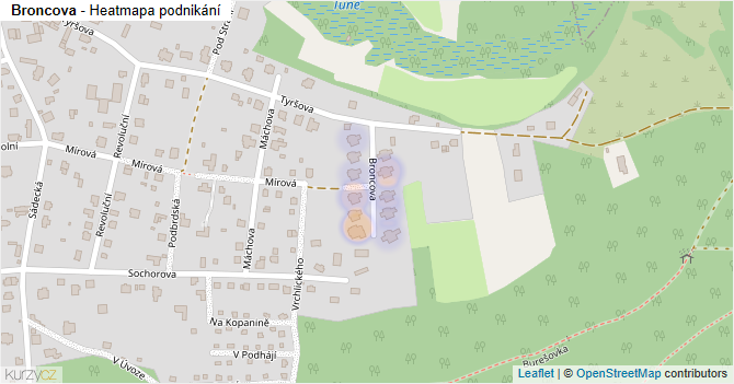 Broncova - mapa podnikání