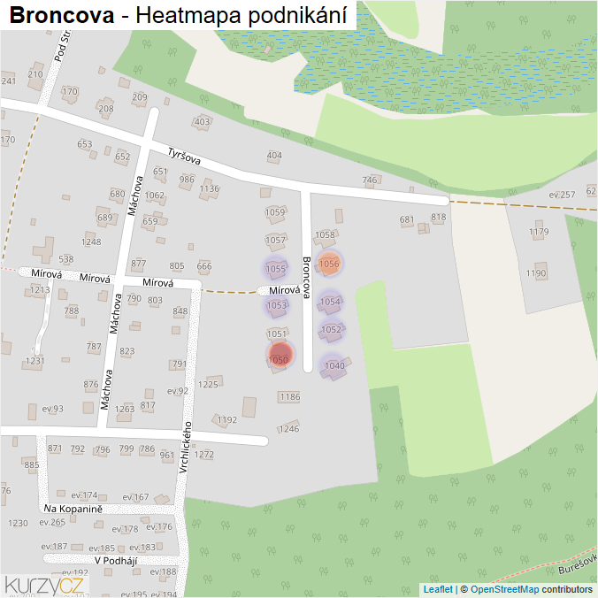 Mapa Broncova - Firmy v ulici.