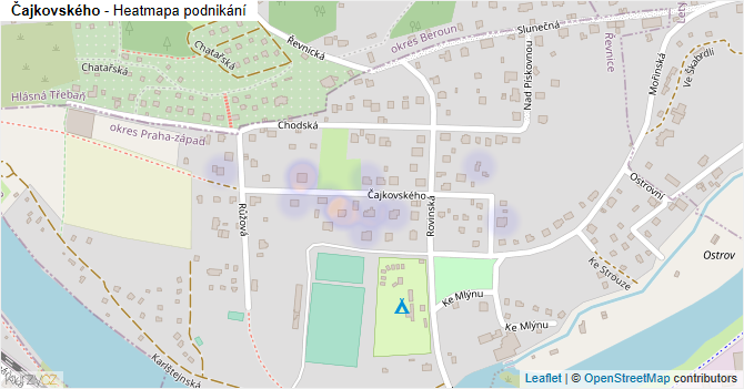 Čajkovského - mapa podnikání