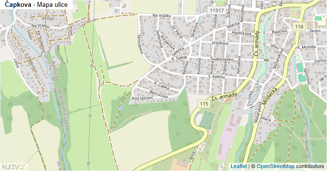 Čapkova - mapa ulice