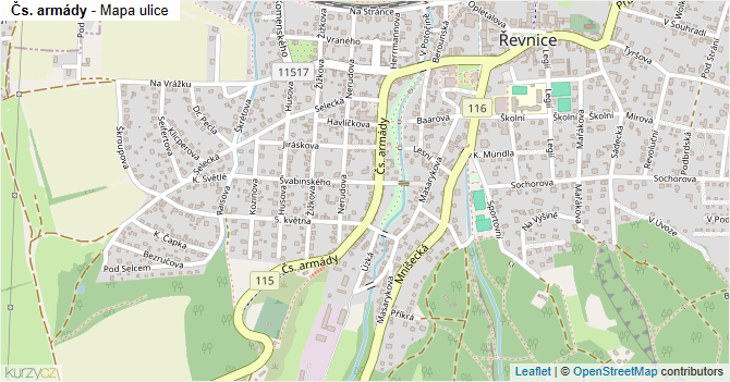 Čs. armády - mapa ulice