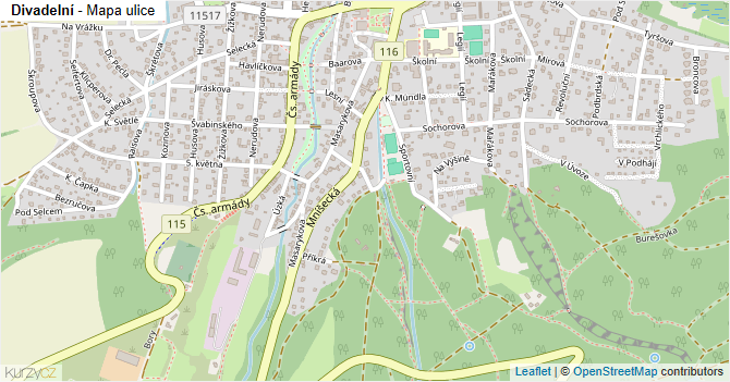 Divadelní - mapa ulice