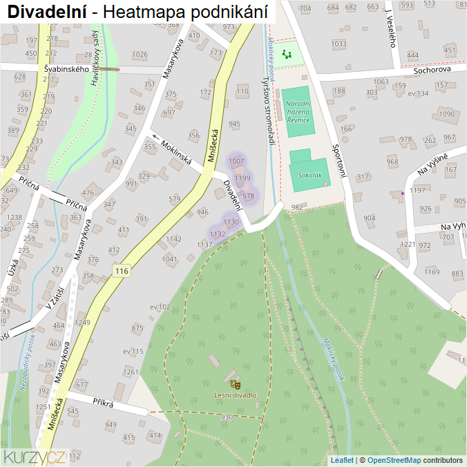 Mapa Divadelní - Firmy v ulici.