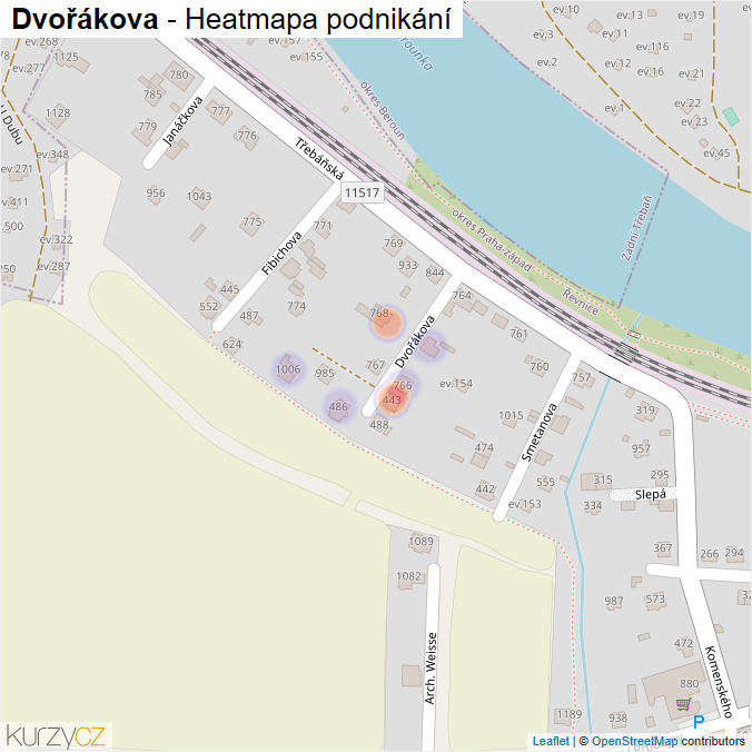 Mapa Dvořákova - Firmy v ulici.