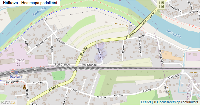 Hálkova - mapa podnikání
