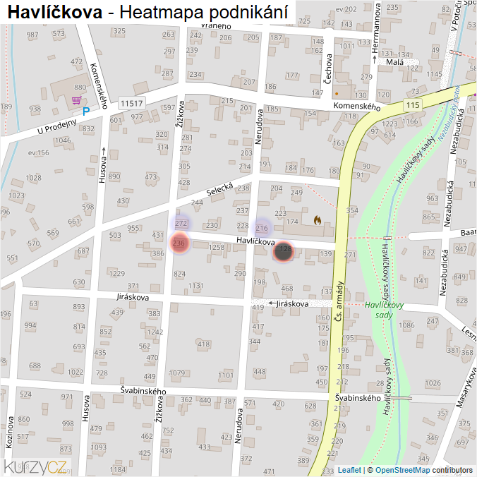 Mapa Havlíčkova - Firmy v ulici.