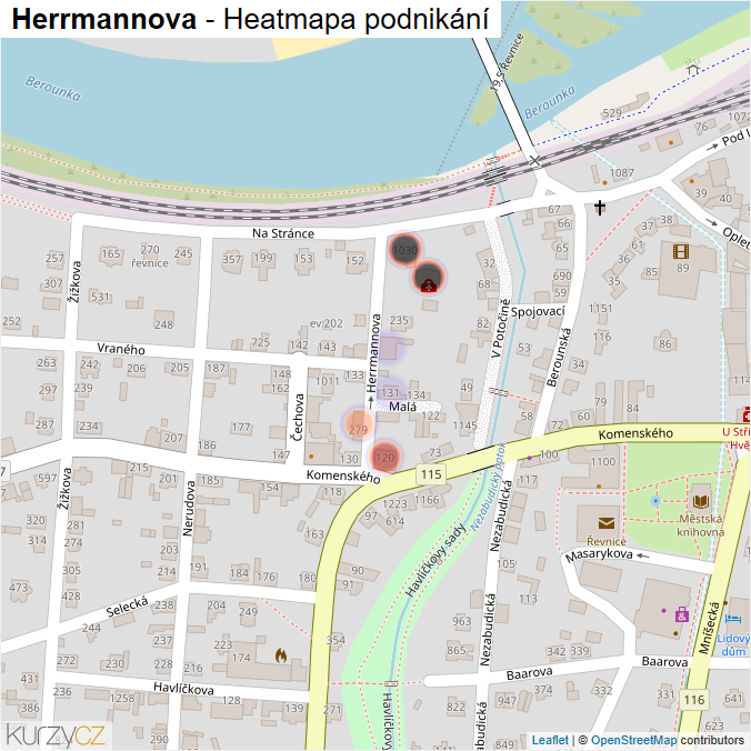 Mapa Herrmannova - Firmy v ulici.