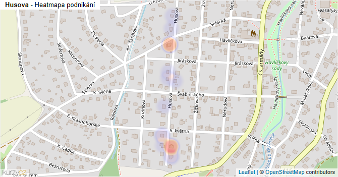 Husova - mapa podnikání