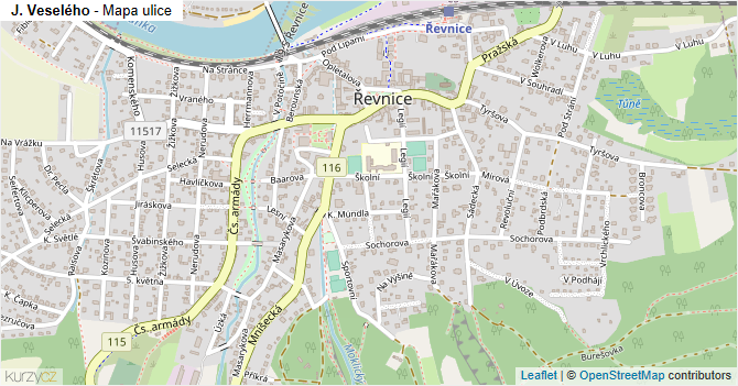 J. Veselého - mapa ulice