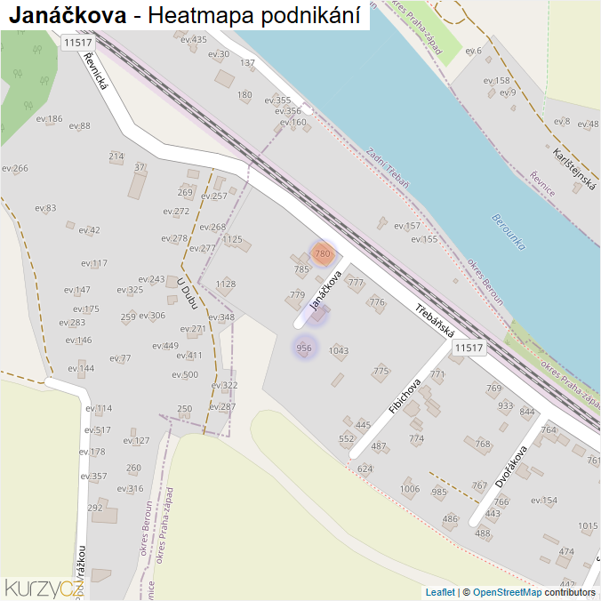 Mapa Janáčkova - Firmy v ulici.