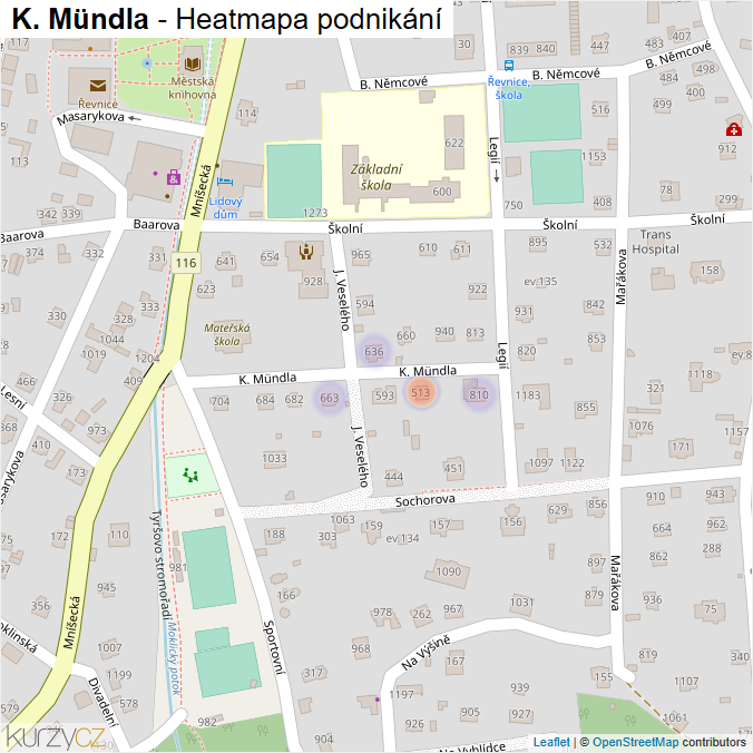 Mapa K. Mündla - Firmy v ulici.