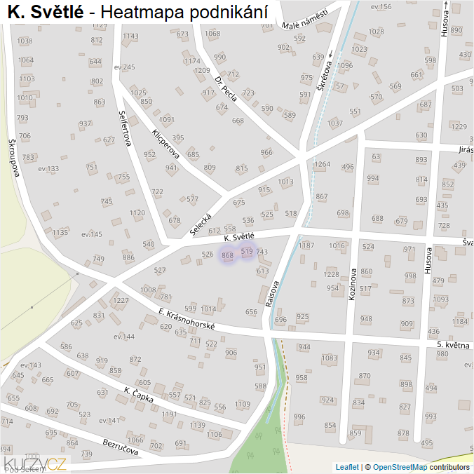 Mapa K. Světlé - Firmy v ulici.