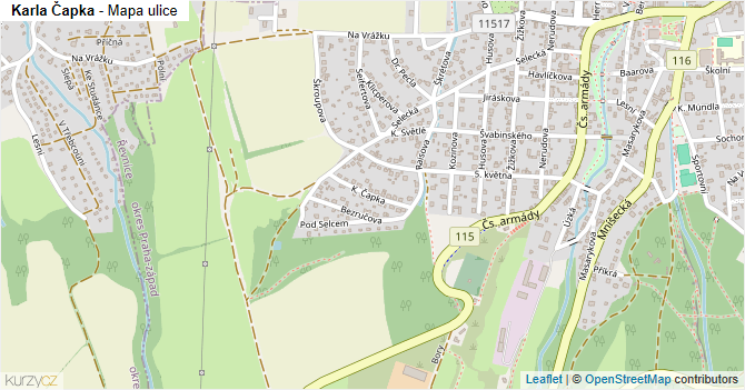 Karla Čapka - mapa ulice