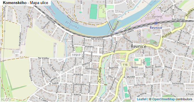 Komenského - mapa ulice