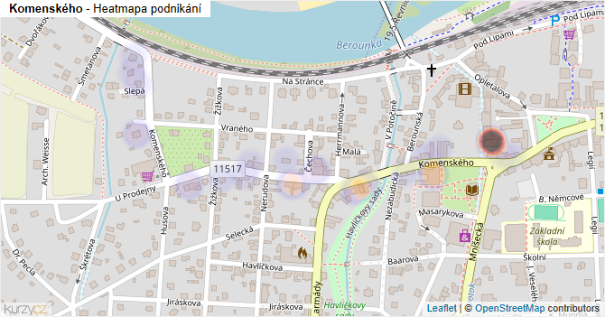 Komenského - mapa podnikání
