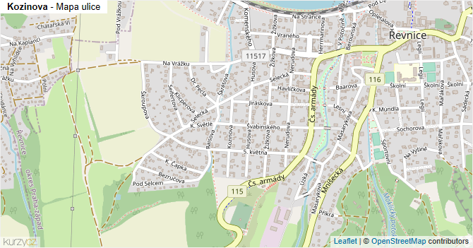 Kozinova - mapa ulice