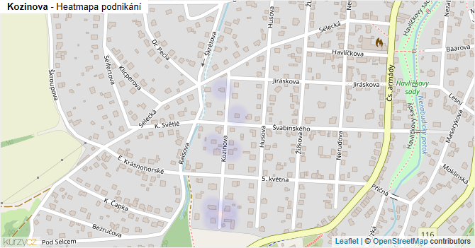 Kozinova - mapa podnikání