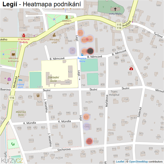 Mapa Legií - Firmy v ulici.