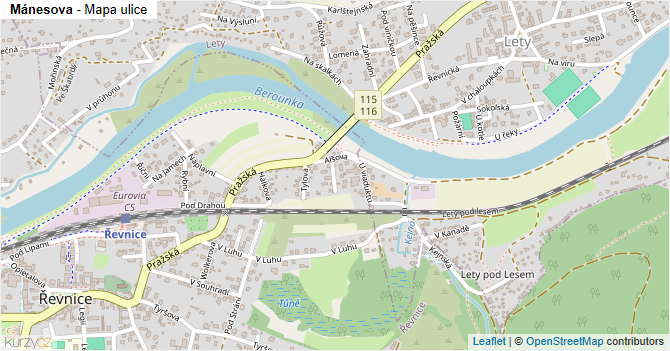 Mánesova - mapa ulice