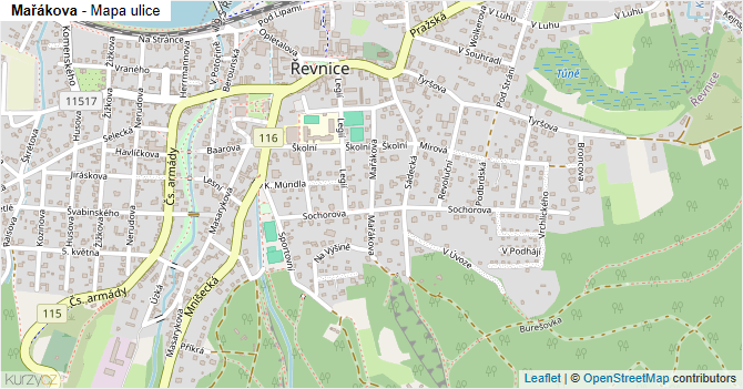 Mařákova - mapa ulice