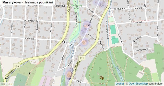 Masarykova - mapa podnikání