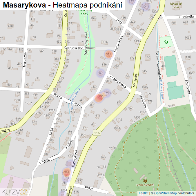 Mapa Masarykova - Firmy v ulici.