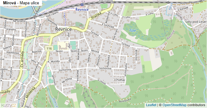 Mírová - mapa ulice