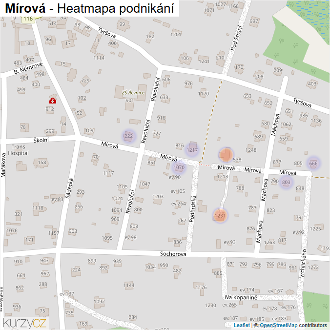 Mapa Mírová - Firmy v ulici.