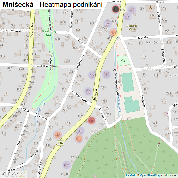 Mapa Mníšecká - Firmy v ulici.