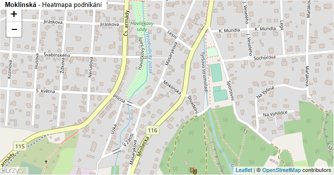 Moklinská - mapa podnikání