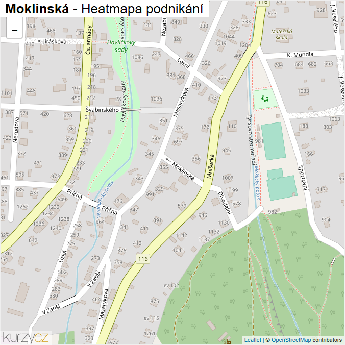 Mapa Moklinská - Firmy v ulici.
