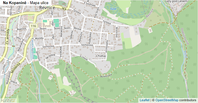Na Kopanině - mapa ulice