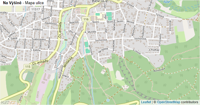 Na Výšině - mapa ulice
