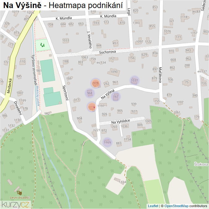 Mapa Na Výšině - Firmy v ulici.