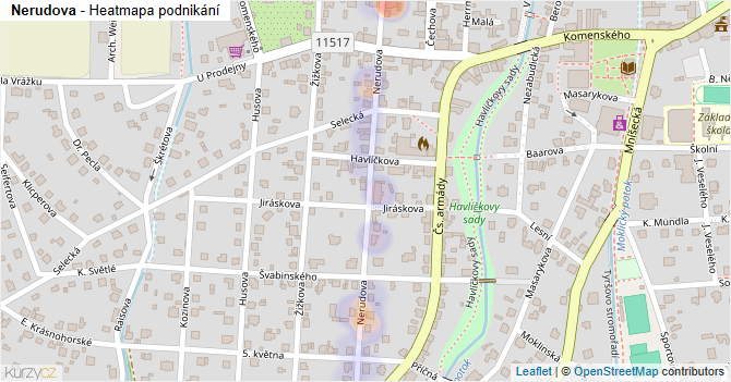 Nerudova - mapa podnikání
