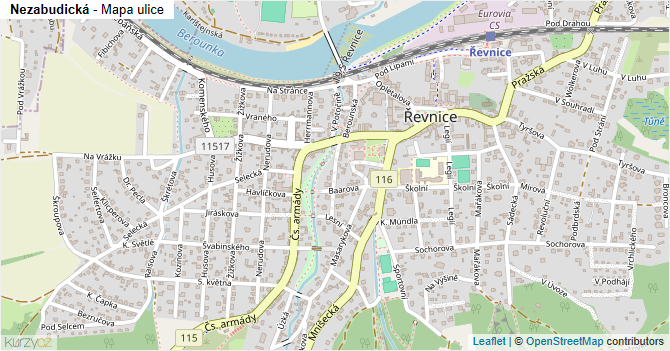 Nezabudická - mapa ulice