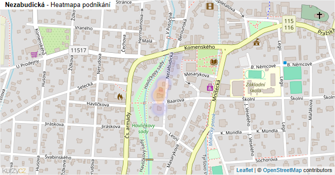 Nezabudická - mapa podnikání