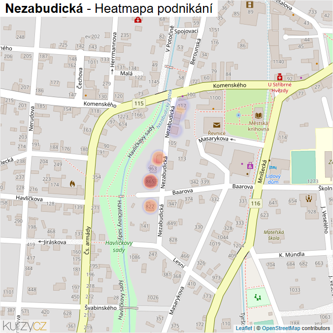 Mapa Nezabudická - Firmy v ulici.
