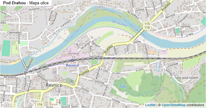 Pod Drahou - mapa ulice