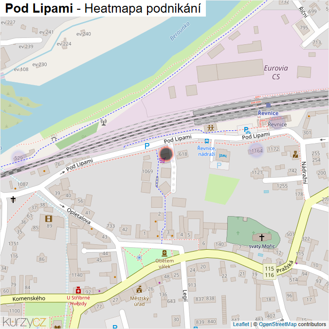 Mapa Pod Lipami - Firmy v ulici.