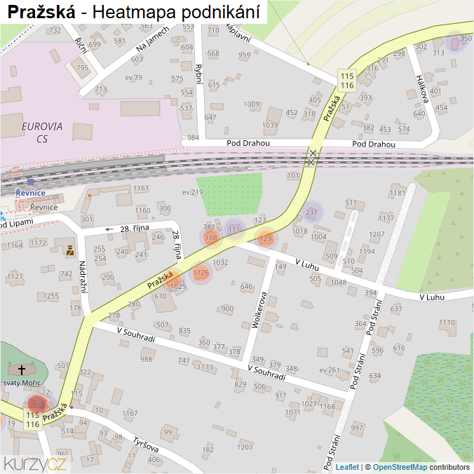 Mapa Pražská - Firmy v ulici.