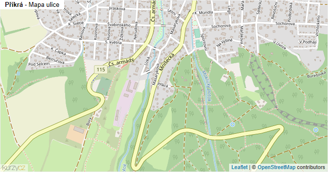 Příkrá - mapa ulice