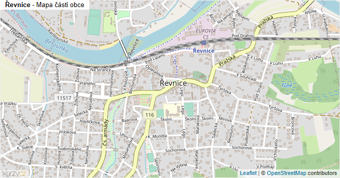 Řevnice - mapa části obce