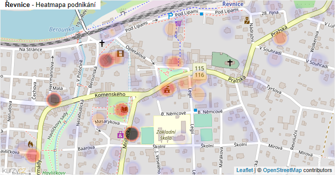 Řevnice - mapa podnikání