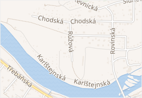 Růžová v obci Řevnice - mapa ulice