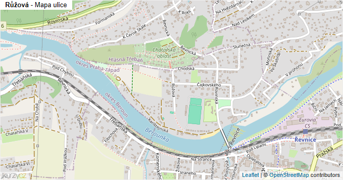 Růžová - mapa ulice